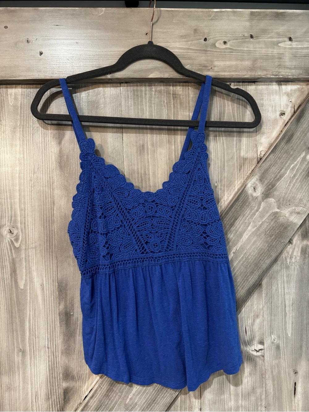 Eyeshadow Blue Crochet Tank Top